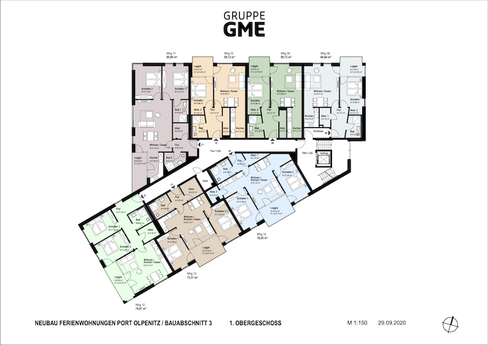 Beispielgrundrisse Geschossplan 1. Obergeschoss der Residenz Bollwark an der Ostsee