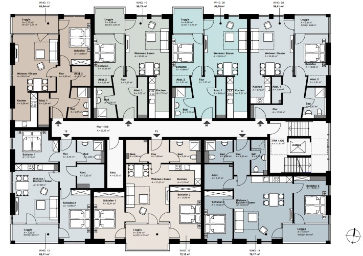 Beispielgrundrisse 2- und 3-Zimmer-Wohnungen in der Residenz Bollwark an der Ostsee